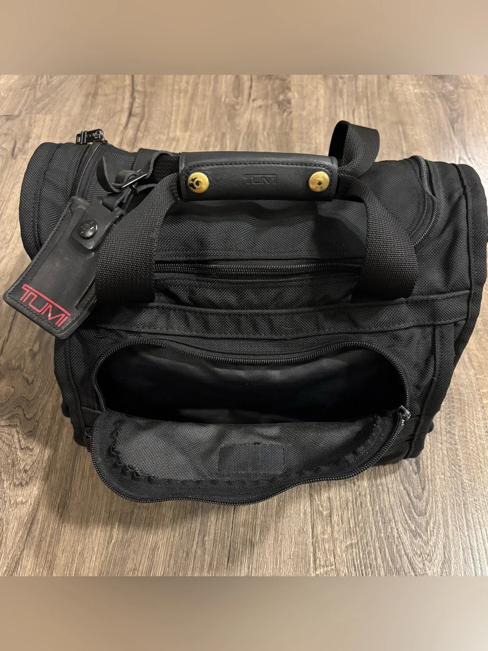 Tumi USA Black Ballistic Nylon 14” Compact Carry-On Travel Duffel Bag Tote
